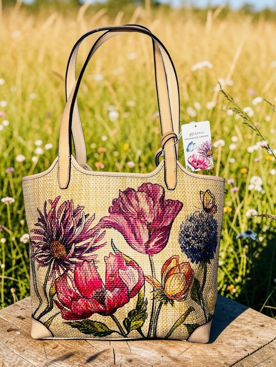 Brighton Handbags - NWT Brighton Enchanted Garden "Naya" Floral Hand Woven Fabric Tote Handbag